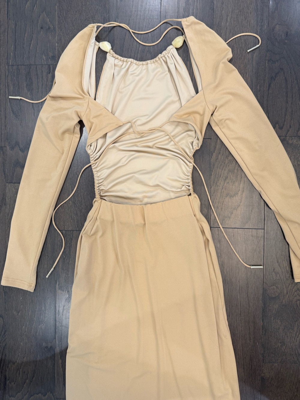 Significant Other Beige Long Sleeve Cutout Maxi Dress - Picture 5 of 7